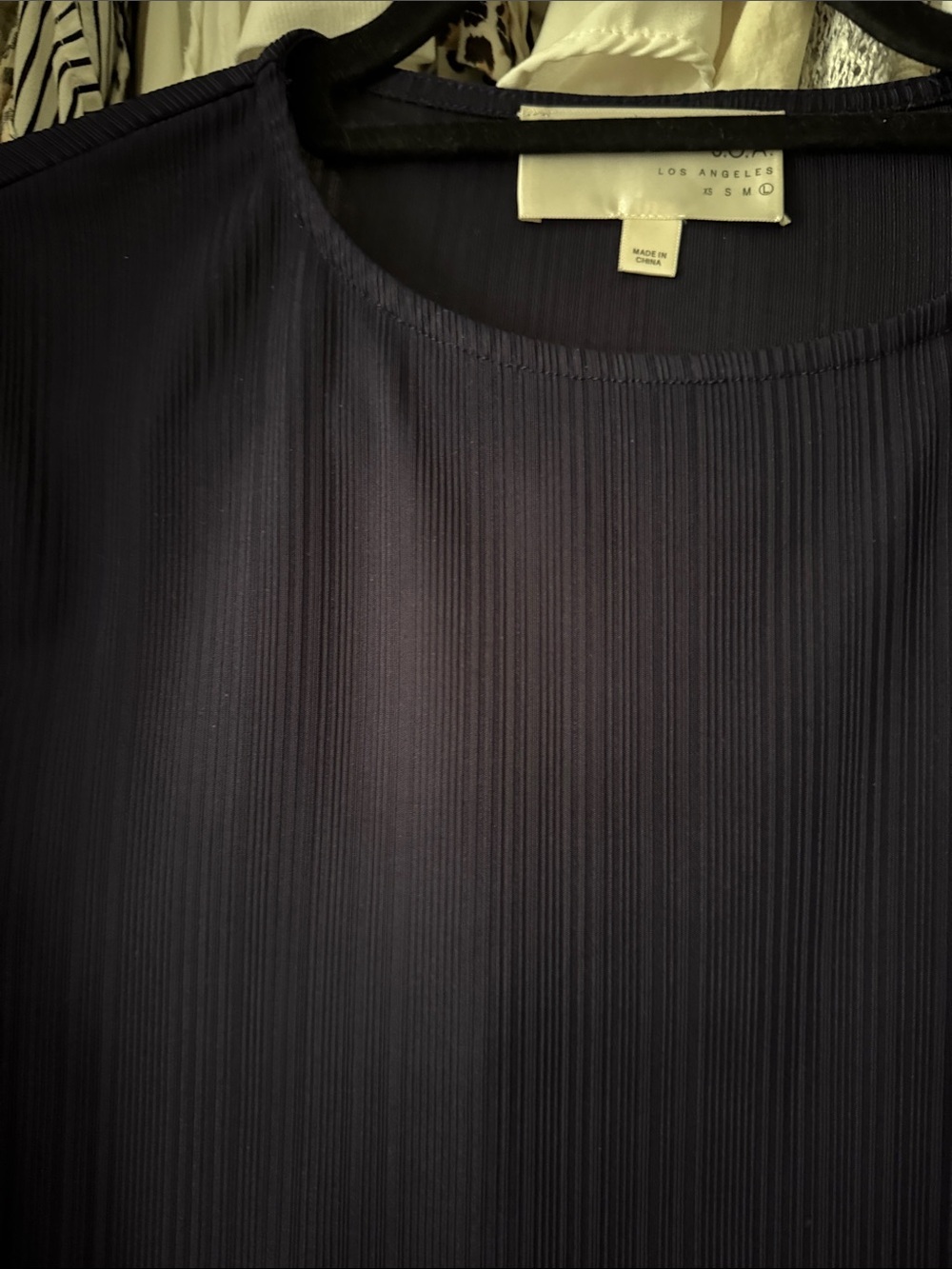 J.O.A. Navy Ribbed Long-Sleeve Top with Tiered Bell Sleeves - Picture 3 of 6